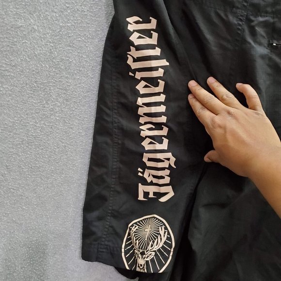 Jagermeister Men Swimwear XL Black Board‎ Shorts Logo Zip Pockets Drawstring - Picture 8 of 9